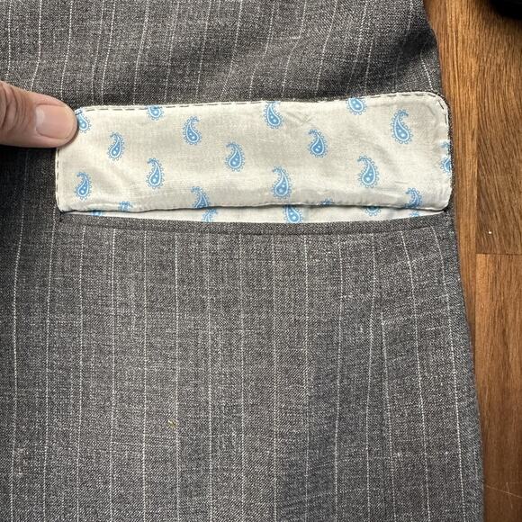 Beckett & Robb Blazer Mens 42R Gray Pinstripe Loro Piana Italian Wool Linen - Picture 9 of 16